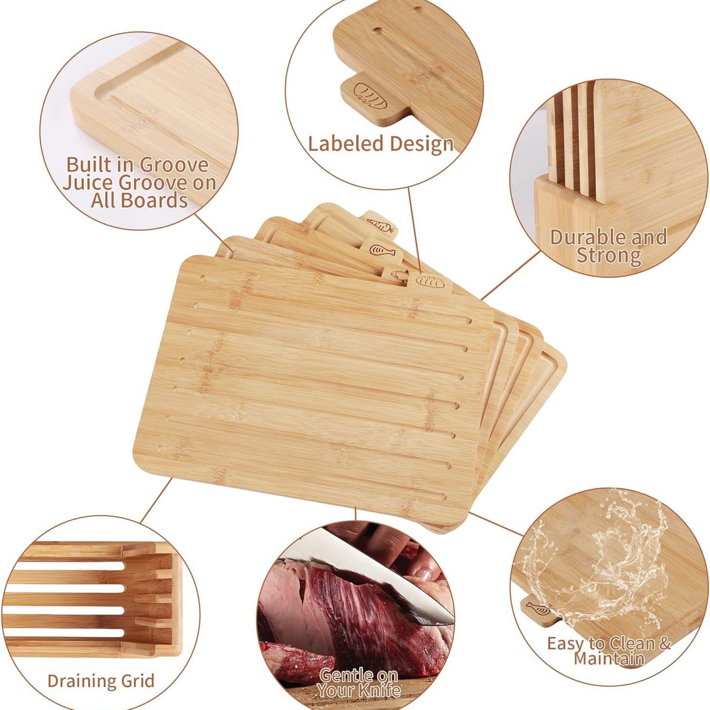 Vegetable Fruit Cutting Board Four-piece Set With Bracket