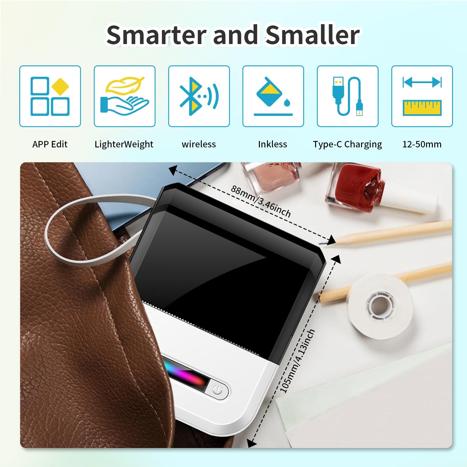 U1 Self-Adhesive Compact Portable Wireless Bluetooth Thermal Printer Pocket Mini Label Maker